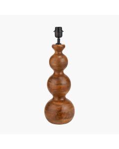 Nyari Brown Oiled Finish Mango Wood 3 Ball Design Table Lamp Base