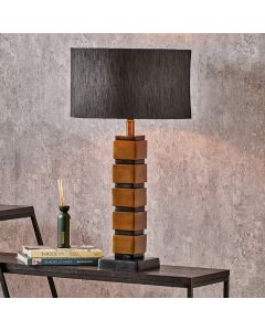 Maximo Antique Brass and Matt Black Cube Design Table Lamp Base