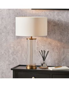 Ciara Clear Glass and Antique Brass Metal Table Lamp Base