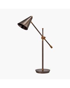 Emiliano Antique Bronze and Antique Brass Adjustable Task Table Lamp