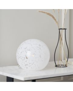 Aurora Speckled White Glass Spherical Table Lamp