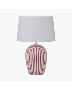 Cannes Mulberry and White Stripe Ceramic Table Lamp