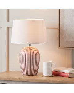 Cannes Mulberry and White Stripe Ceramic Table Lamp