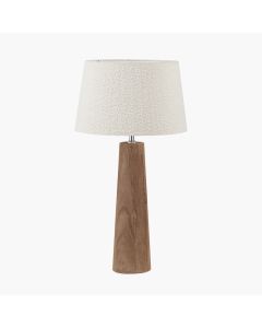 Esha Natural Conical Wood Table Lamp Base with Martigues 35cm White Boucle Tapered Lampshade