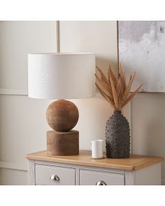 Ziva Antique Brown Round Wood Table Lamp Base