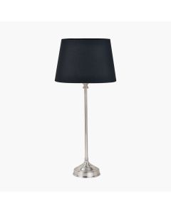 Auden Silver Metal Stick Table Lamp Base with Adelaide 25cm Black Tapered Cotton Mix Lampshade