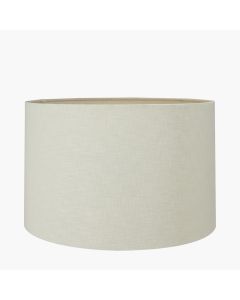 Zuri Large Antique Brass Metal Pot Table Lamp Base with Lino 45cm Cream Self Lined Linen Cylinder Lampshade