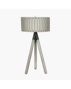 Rabanne Slatted Antique Wood Tripod Table Lamp 