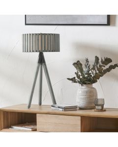Rabanne Slatted Antique Wood Tripod Table Lamp 