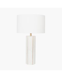 Venetia White Marble and Gold Metal Tall Table Lamp