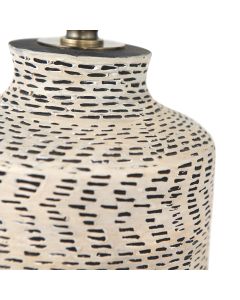 Atouk Textured Natural and Black Stoneware Table Lamp with Henry 35cm Taupe Handloom Cylinder Shade