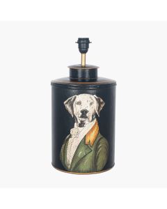 Pointer Black Hand Painted Dog Table Lamp Base with Henry 40cm Mustard Handloom Cylinder Lampshade