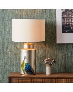 Avas Peacock Tall Silver Ceramic Table Lamp Base