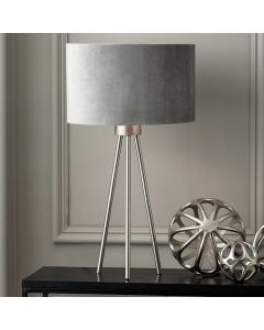 Houston Brushed Silver Metal Tripod Table Lamp