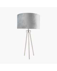 Houston Brushed Silver Metal Tripod Table Lamp
