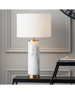 Carrara Marble Effect Ceramic Tall Table Lamp