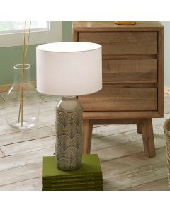 Bethan Embossed Grey Ceramic Table Lamp