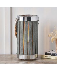 Austell Grey Wash Wood Small Lantern Table Lamp