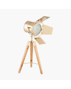 Hereford Gold and Natural Tripod Table Lamp