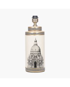 Wren Black and Cream Building Print Tall Ceramic Table Lamp Base