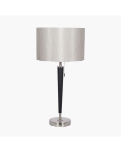 Lowry Brushed Silver and Matt Black Metal Table Lamp