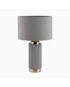 Ionic Grey Textured Ceramic and Gold Metal Table Lamp