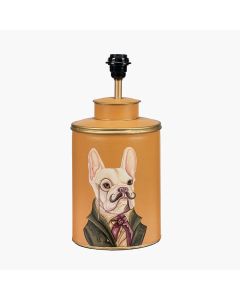 Boston Terrier Mustard Hand Painted Metal Table Lamp Base with Harry 35cm Black Cotton Mix Cylinder Lampshade