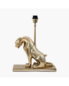 Osa Shiny Gold Metal Jaguar Table Lamp Base with Mia 40cm Ivory Oval Cotton Mix Lampshade