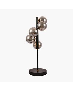 Blair Smoke Glass Ball and Black Metal Table Lamp
