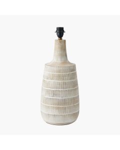 Dambula White Wash Wood Textured Tall Neck Table Lamp Base