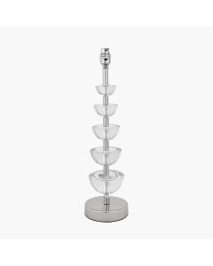Rosa Glass and Silver Table Lamp Base with Harry 30cm Ivory Cotton Mix Cylinder Lampshade
