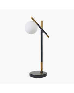 Wanda White Orb and Black Metal Table Lamp