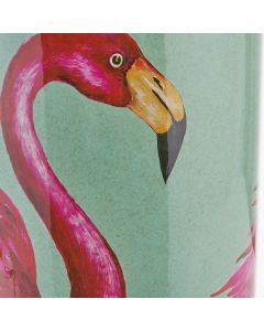 Flamenco Tall Pink Flamingo Print Ceramic Table Lamp Base with Harry 45cm Ivory Cotton Mix Cylinder Lampshade