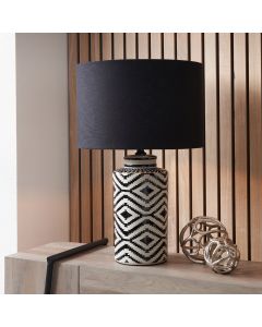 Chirala Black and White Tall Ikat Ceramic Table Lamp Base