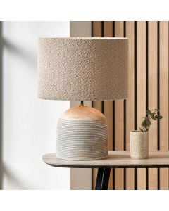 Nelu Grey Engraved Wood Dome Table Lamp Base