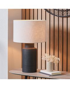 Sierra Black Tall Ribbed Terracotta Table Lamp Base