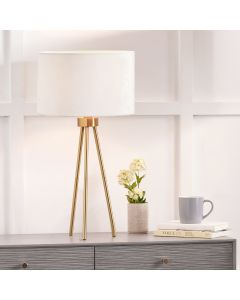 Houston Brushed Brass Metal Tripod Table Lamp