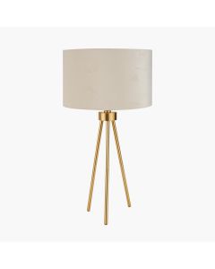 Houston Brushed Brass Metal Tripod Table Lamp