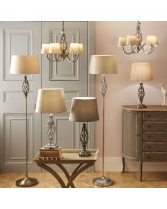 Jenna Antique Brass Metal Twist Detail Floor Lamp 