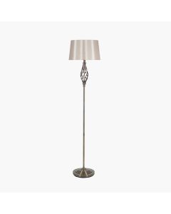 Jenna Antique Brass Metal Twist Detail Floor Lamp 