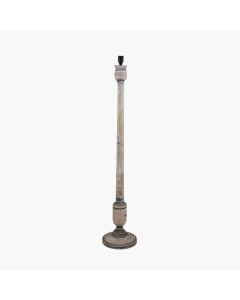 Captiva Grey Wash Mango Wood Floor Lamp Base with Lino 45cm White Self Lined Linen Cylinder Lampshade