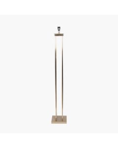 Langston Satin Brass Metal Column Floor Lamp Base with Bow 45cm Forest Green Velvet Cylinder Lampshade