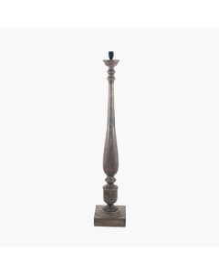 Alia Grey Wash Turned Mango Wood Floor Lamp Base