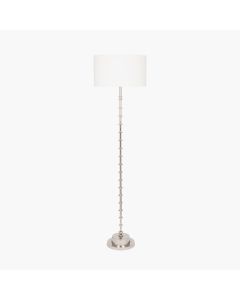 Almas Silver Metal Floor Lamp Base with Henry 45cm White Handloom Cylinder Lampshade