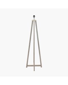 Whitby Grey Wash Wood Tapered 4 Post Floor Lamp Base with Henry 45cm White Handloom Cylinder Lampshade