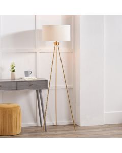 Houston Brushed Brass Metal Tripod Floor Lamp