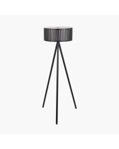 Rabanne Slatted Black Wood Tripod Floor Lamp