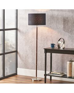 Gianni Brushed Silver and Wood Effect Floor Lamp