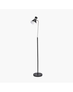 Benedict Black and Brushed Silver Metal Floor Lamp