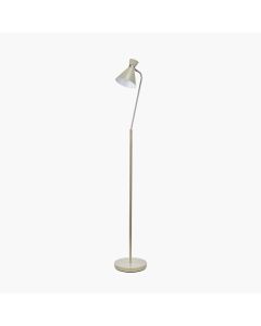 Benedict Sage and Brushed Silver Metal Floor Lamp
